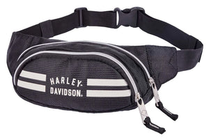Hip Bag - Striped H-D Zippered Adjustable Hip Pack - Black/Off-White - Harley-Davidson®
