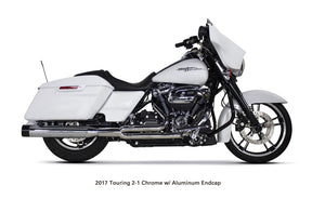 Exhaust Two Brothers 2:1 Pipe, Chrome w/ Black Tip, 2017-up Touring M8