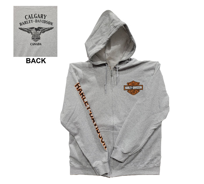 Men's Hooded Zip Sweatshirt - Bar & Shield Grey - Calgary Harley Davidson®
