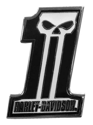 Pin - 1.25 in. #1 Skull Dark Custom, Black & White Finish - Harley-Davidson®