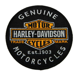 Patch - 4" Embroidered Genuine Motorcycles Bar & Shield Emblem Harley-Davidson®