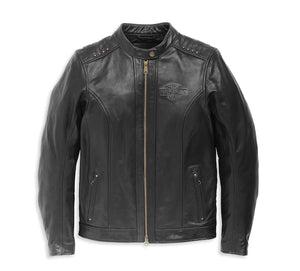 Women's Jacket - Electra Mandarin Collar Studded Leather by Harley-Davidson®