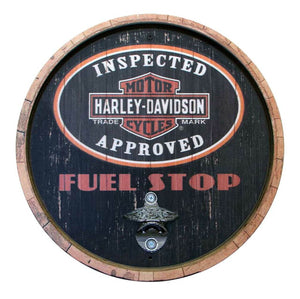 Sign - 15" Round Fuel Stop Bottle Opener Wooden - Harley Davidson®