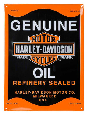 Sign Embossed Tin - Genuine Oil Can Bar & Shield - Harley-Davidson®