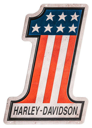 Sign Embossed Tin - Distressed #1 RWB Logo - Harley-Davidson®