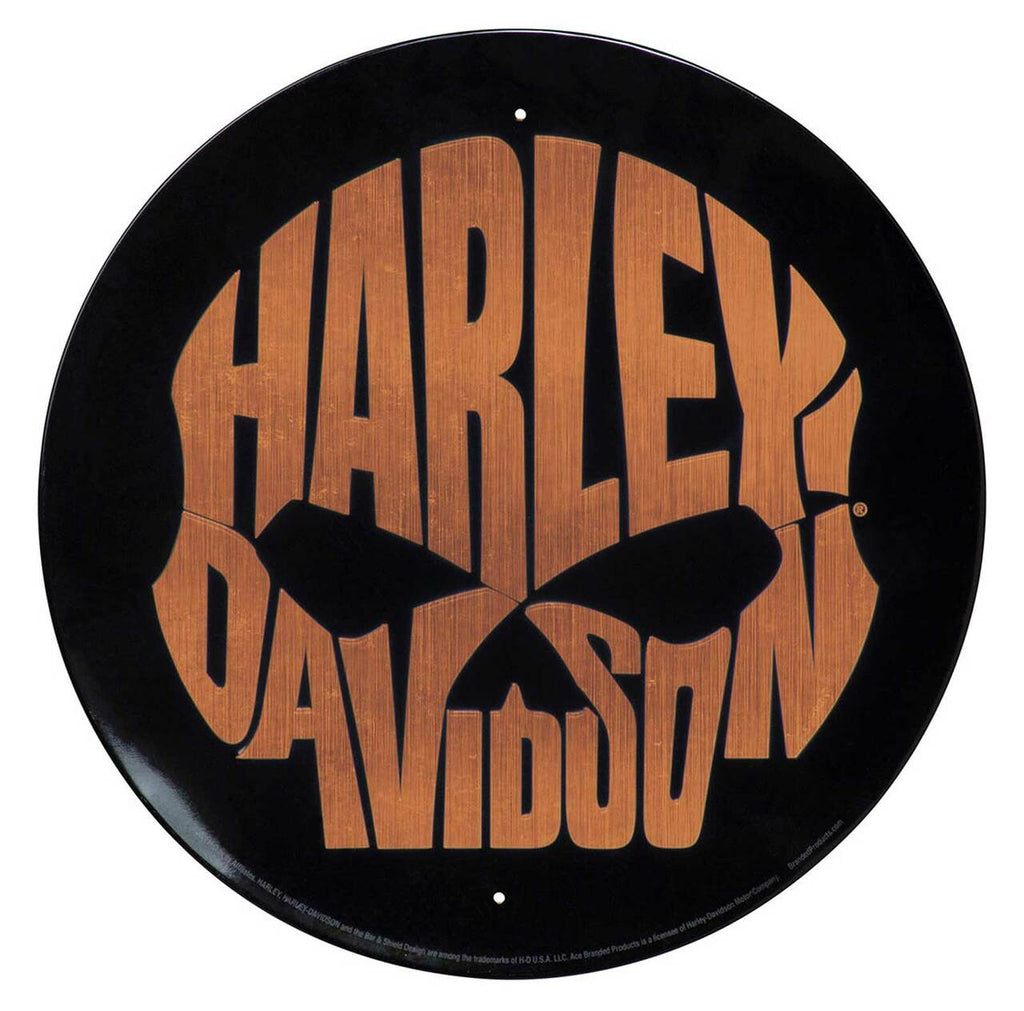 Sign Embossed Tin - Shiny Copper 12" Willie G Skull Logo - Harley-Davidson®