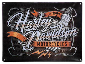 Sign Embossed Tin - H-D Spark Plug Design - Harley-Davidson®