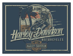 Sign Embossed Tin - Beach Biker Design - Harley-Davidson®