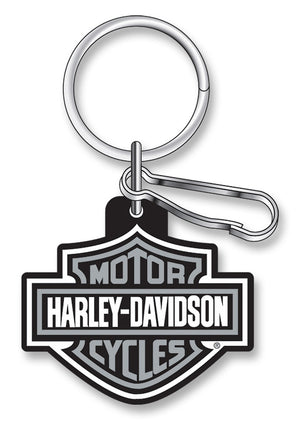 Keychain - Bar & Shield Logo Gray Rubberized Material - Harley-Davidson®